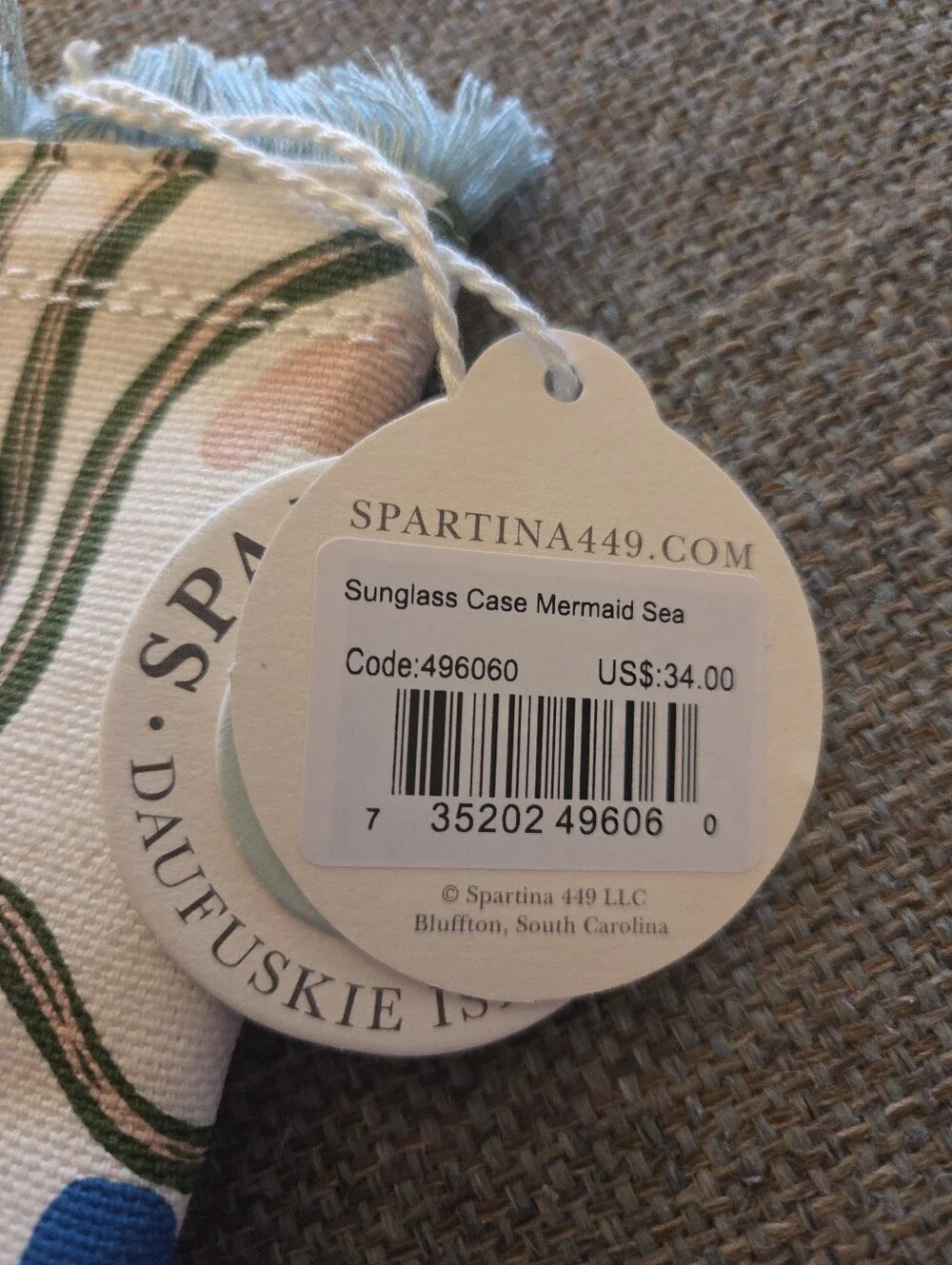 Spartina 449 Canvas Sunglass Case Mermaid Sea NEW